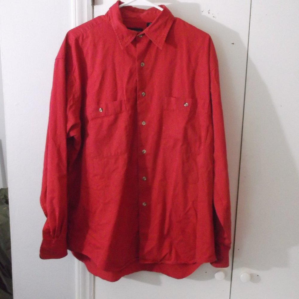 Land's End Red Cotton Casual Shirt L 16-16 1/2